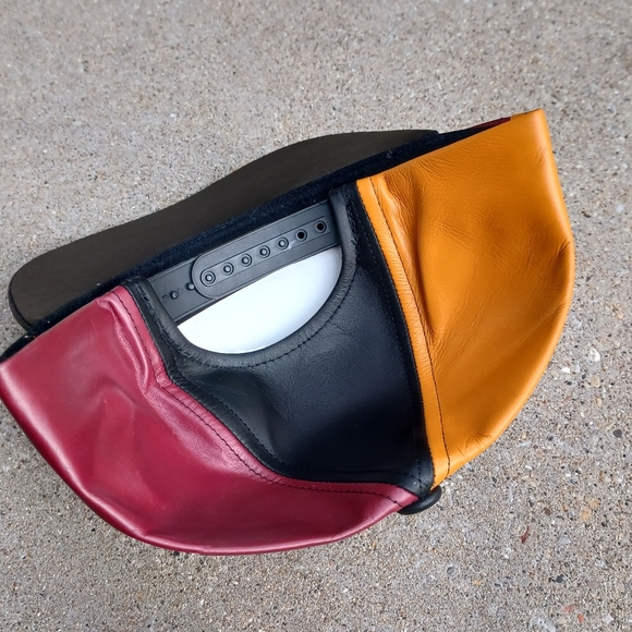 Vintage leather 6 panel hat 1990s deadstock new - Picture 2 of 2